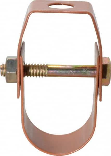Adjustable Clevis Hanger: 1" Pipe, 3/8" Rod, Carbon Steel, Copper-Plated