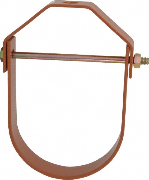 Adjustable Clevis Hanger: 4" Pipe, 5/8" Rod, Carbon Steel, Copper-Plated