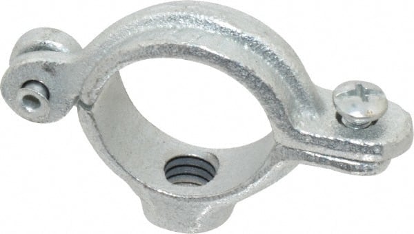 Split Ring Hanger: 3/4" Pipe, 3/8" Rod, Malleable Iron, Electro-Galvanized Finish