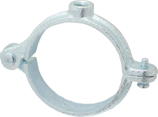 Split Ring Hanger: 2" Pipe, 3/8" Rod, Malleable Iron, Electro-Galvanized Finish