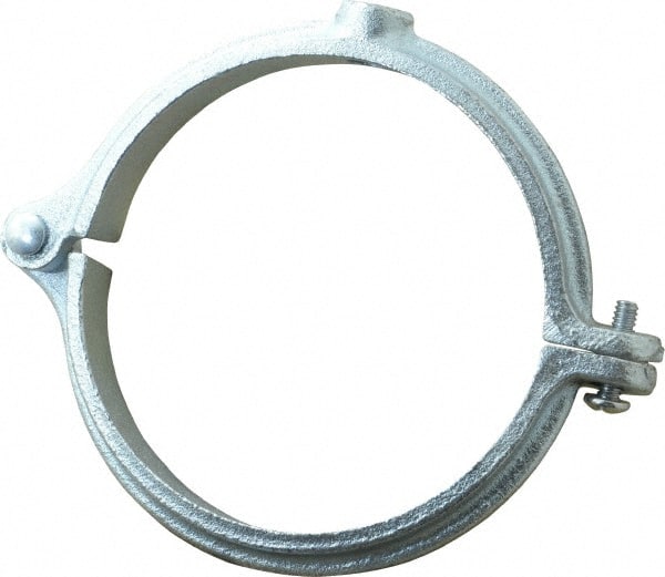 Split Ring Hanger: 4" Pipe, 1/2" Rod, Malleable Iron, Electro-Galvanized Finish
