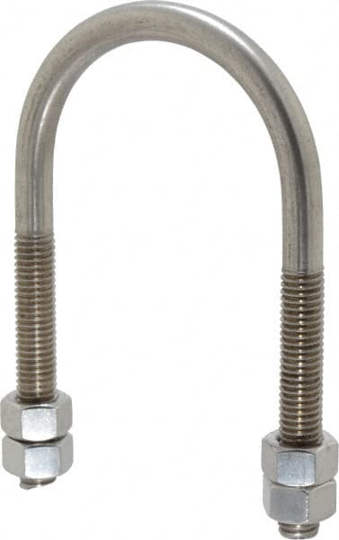 Empire 137SS0250 Round U-Bolt: Without Mount Plate, 1/2-13 UNC, 3" Thread Length, for 2-1/2" Pipe, Stainless Steel 