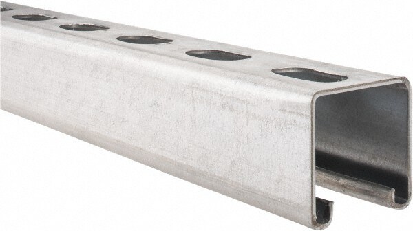 10' Long x 1-5/8" Wide x 1-5/8" High, 14 Gauge, Carbon Steel, Punched Framing Channel & Strut