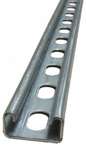 10' Long x 1-5/8" Wide x 13/16" High, 14 Gauge, Carbon Steel, Punched Framing Channel & Strut