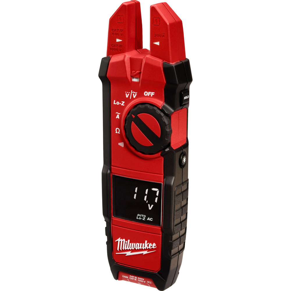 Clamp Meter: CAT III & CAT IV, 0.63" Jaw, Fork Jaw - 1,000 VAC/VDC, Measures Continuity, Current, Resistance & Voltage