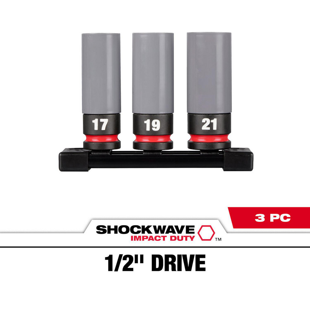 3 Pc. SHOCKWAVE&trade; Impact Duty 1/2 Drive Metric Lug Nut Wheel Socket Set - 6 Point
