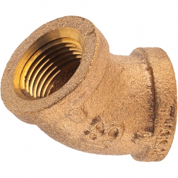 Brass Pipe 45 ° Elbow: 3/8" Fitting, Threaded, FNPT x FNPT, Class 125