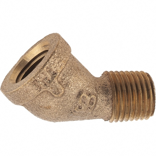 Brass Pipe 45 ° Street Elbow: 1/4" Fitting, Threaded, FNPT x MNPT, Class 125