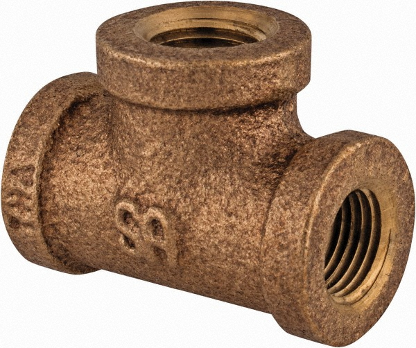 Brass Pipe Tee: 1" Fitting, Threaded, FNPT x FNPT x FNPT, Class 125, Lead Free - 125 psi, Brass