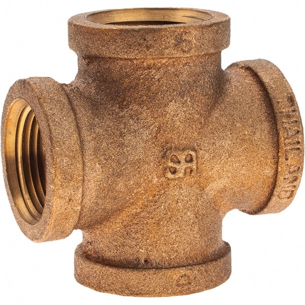 Merit Brass X110-12 Brass Pipe Cross: 3/4" Fitting, Threaded, FNPT x FNPT x FNPT x FNPT, Class 125 Image