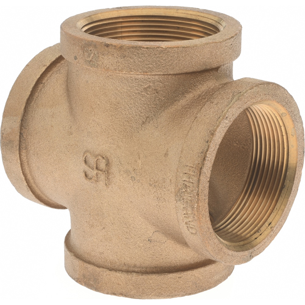 Merit Brass X110-32 Brass Pipe Cross: 2" Fitting, FNPT x FNPT x FNPT x FNPT, Class 125 Image