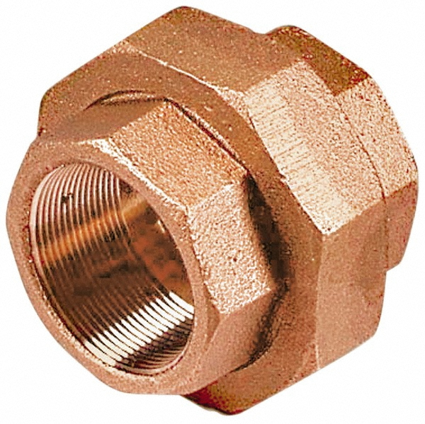 Brass Pipe Union: 1-1/4" Fitting, Threaded, FNPT x FNPT, Class 125, Lead Free - 125 psi, Brass