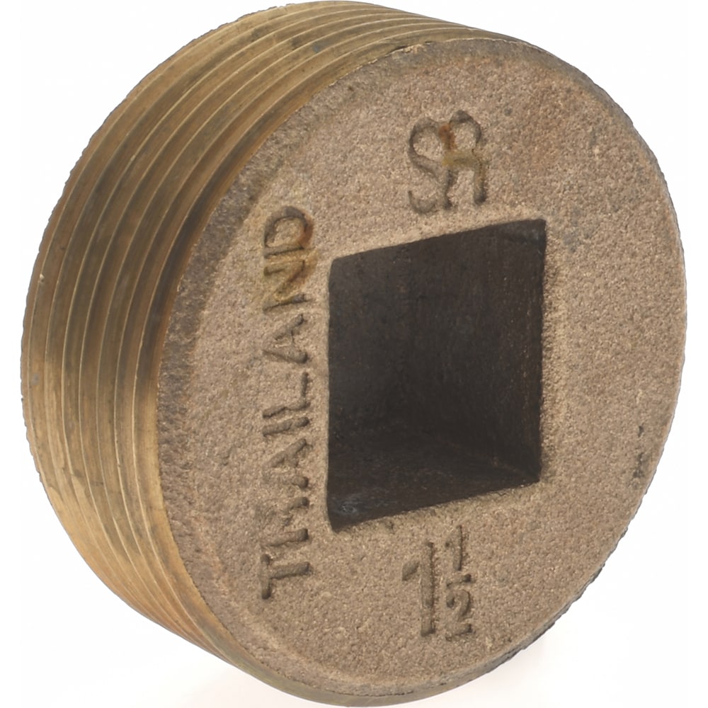 Merit Brass 118-24 Brass Pipe Countersunk Plug: 1-1/2" Fitting, Threaded, MNPT x FNPT, Class 125 Image