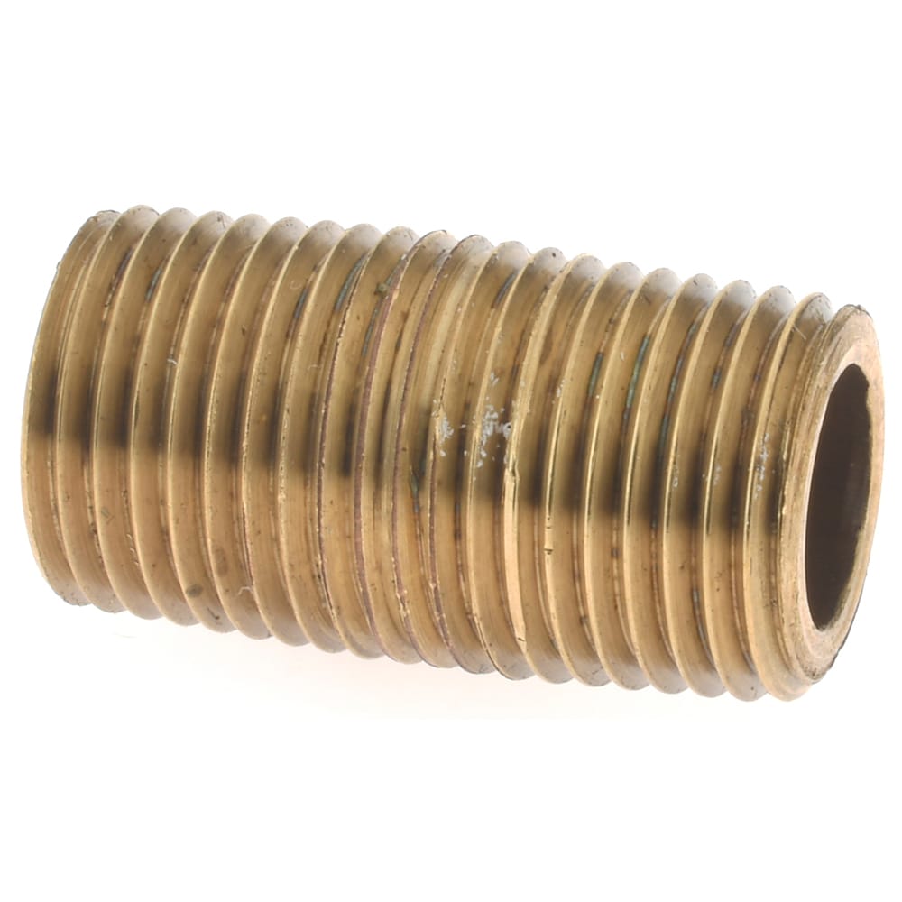 Brass Pipe Nipple: Threaded on Both Ends, 3/4" OAL, 1/8" NPT