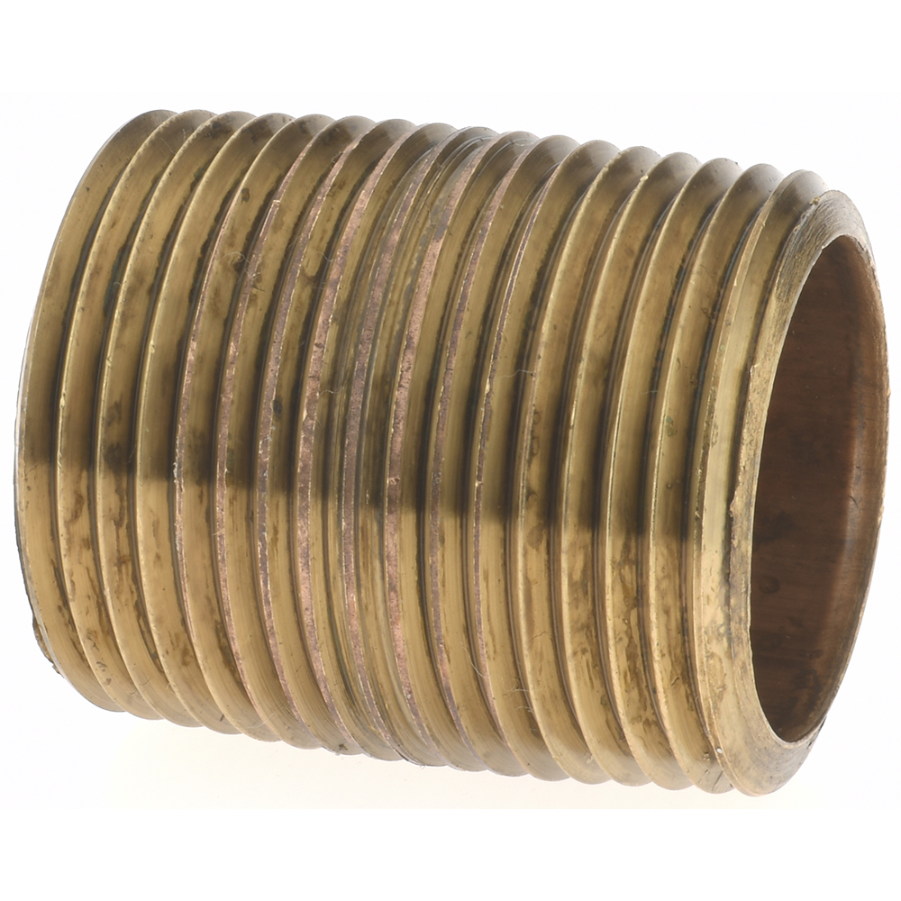 Brass Pipe Nipple: Threaded on Both Ends, 1-1/2" OAL, 1" NPT - 1" OD, OSHA