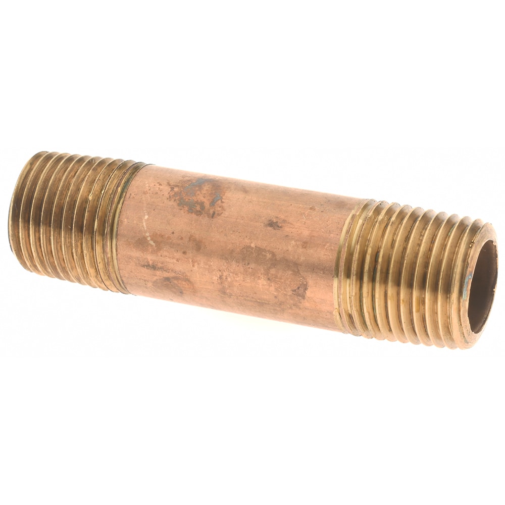 Brass Pipe Nipple: Threaded on Both Ends, 1-1/2" OAL, 1/8" NPT