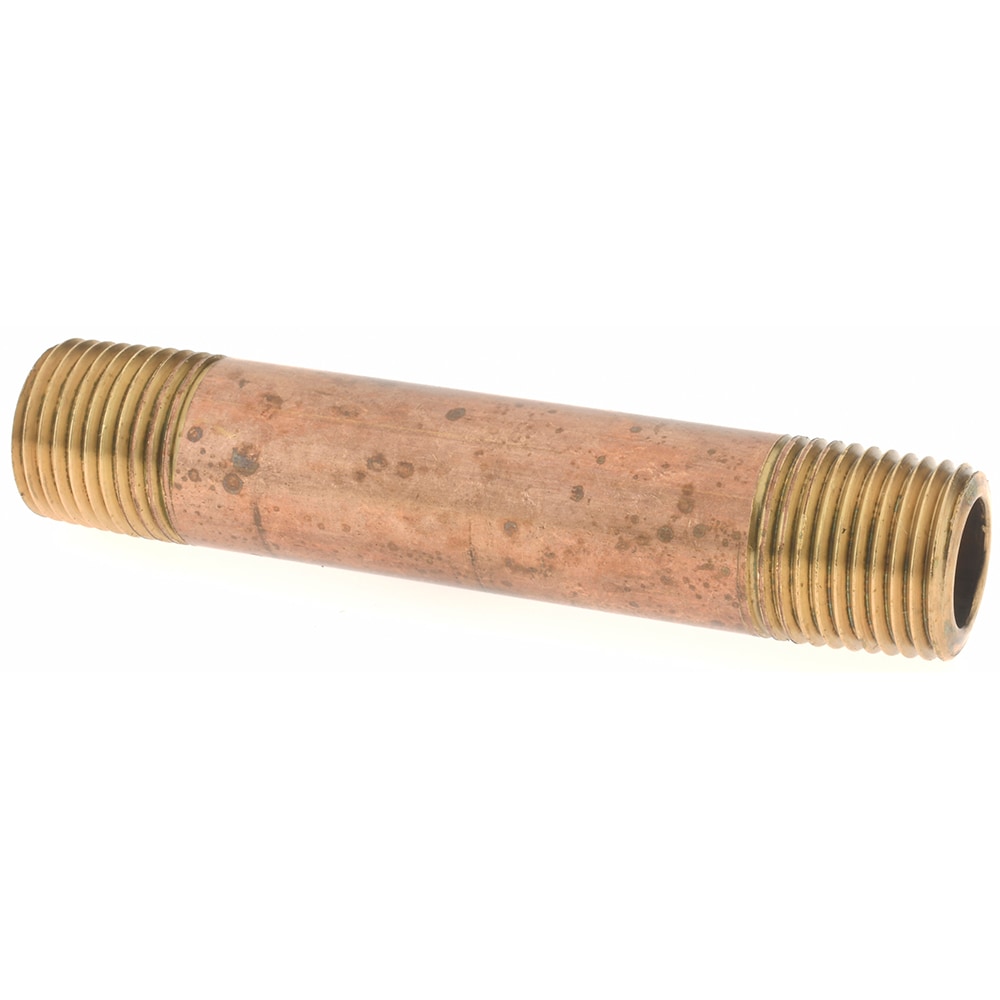 Brass Pipe Nipple: Threaded on Both Ends, 2" OAL, 1/8" NPT