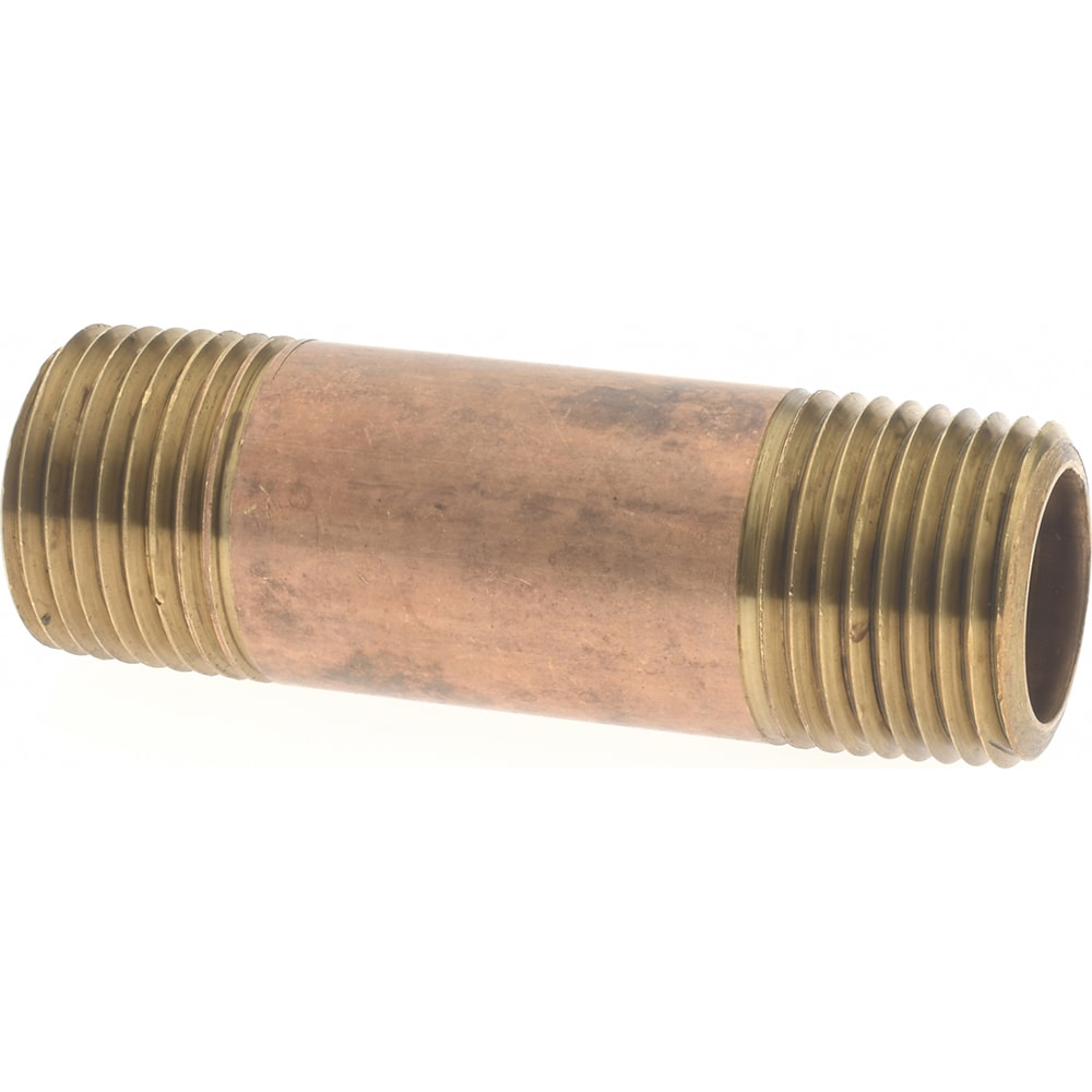 Brass Pipe Nipple: Threaded on Both Ends, 2" OAL, 3/8" NPT