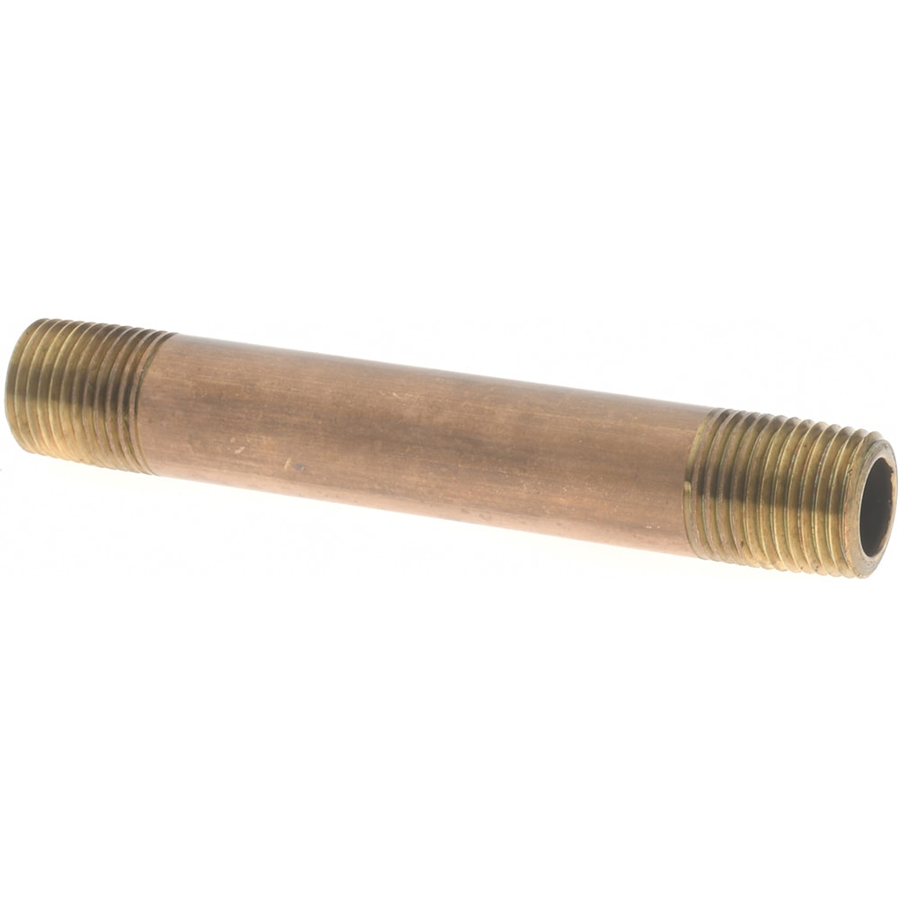 Brass Pipe Nipple: Threaded on Both Ends, 2-1/2" OAL, 1/8" NPT