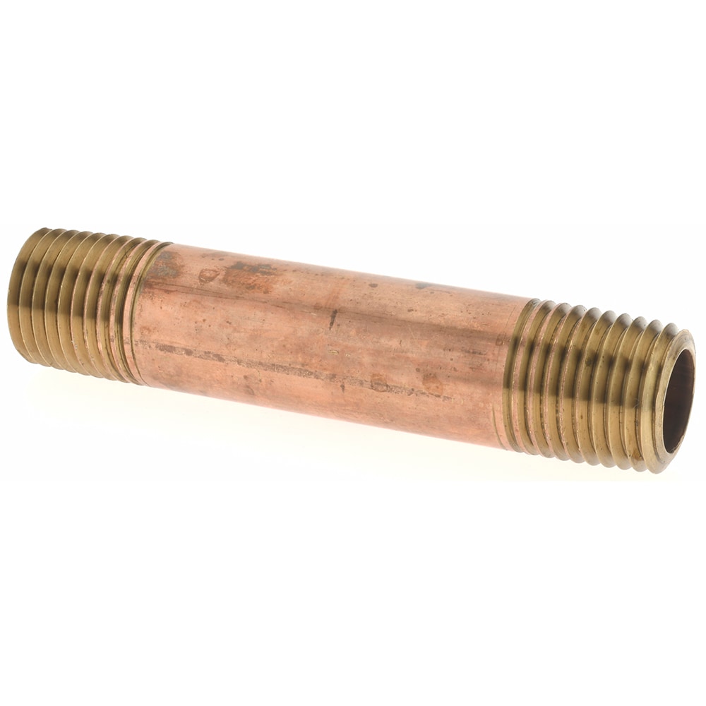 Brass Pipe Nipple: Threaded on Both Ends, 2-1/2" OAL, 1/4" NPT