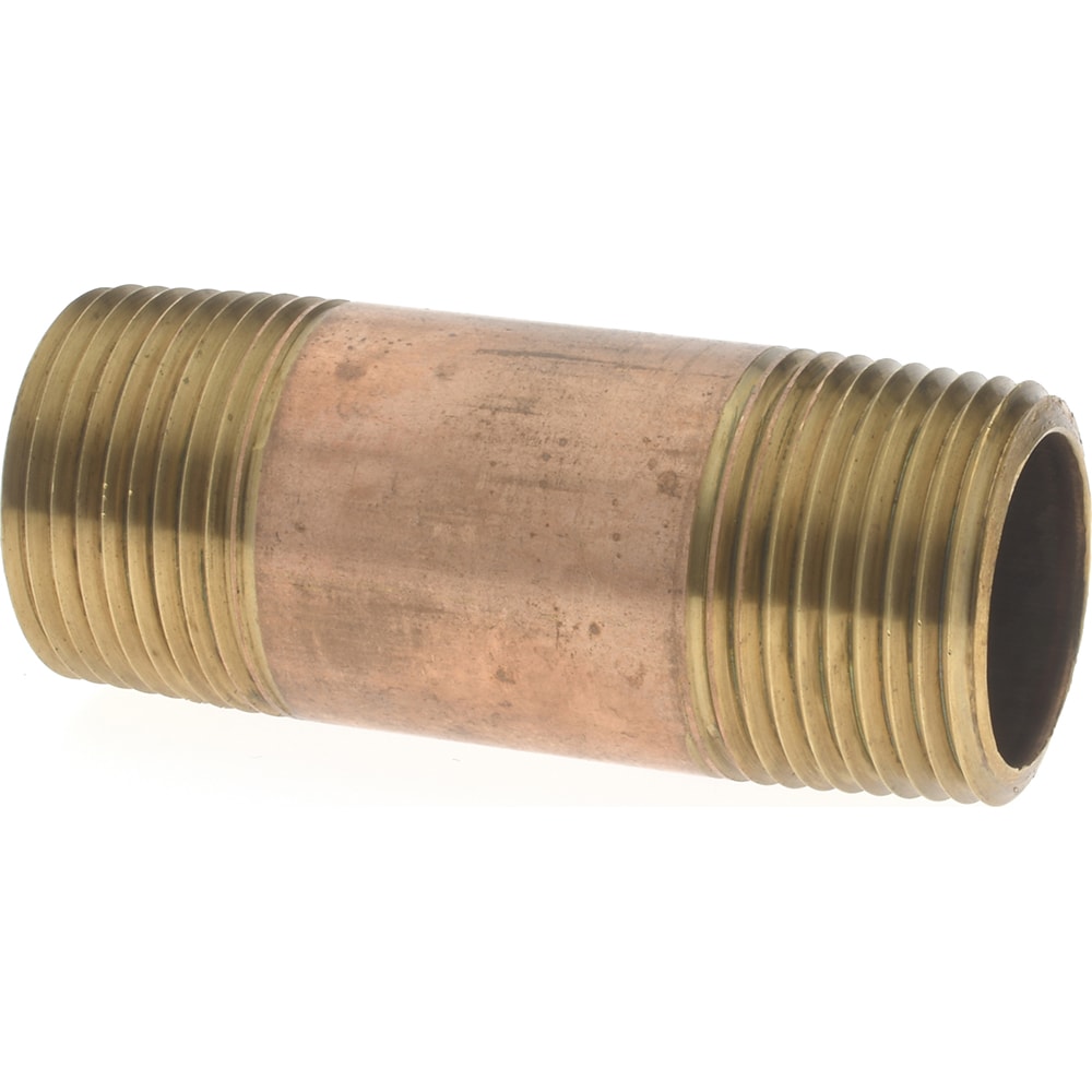 Brass Pipe Nipple: Threaded on Both Ends, 2-1/2" OAL, 3/4" NPT