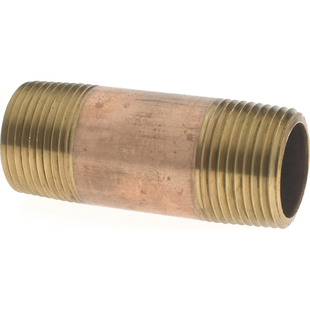 Brass Pipe Nipple: Threaded on Both Ends, 2-1/2" OAL, 3/4" NPT - 3/4" OD, OSHA