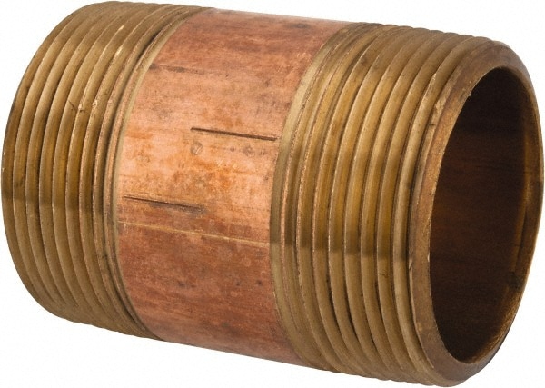 Merit Brass 2024-250 Brass Pipe Nipple: Threaded on Both Ends, 2-1/2" OAL, 1-1/2" NPT Image