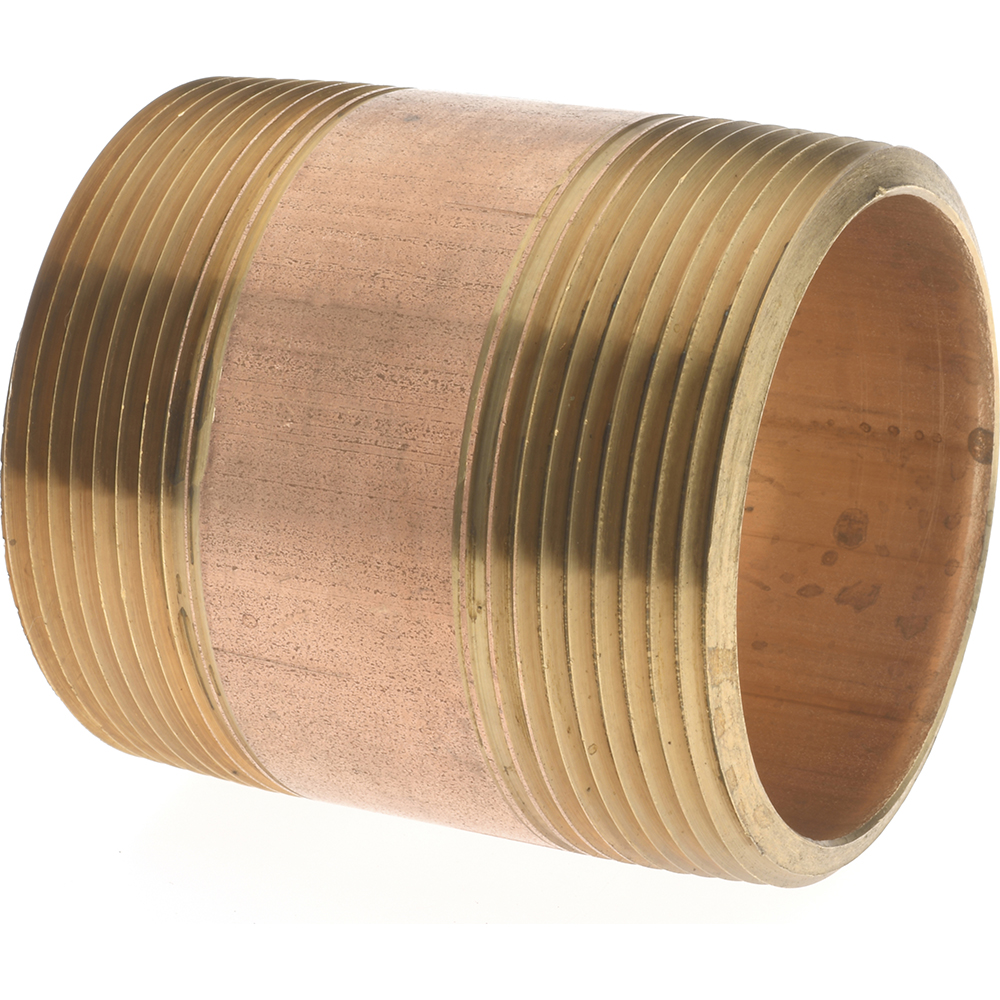 Brass Pipe Nipple: Threaded on Both Ends, 2-1/2" OAL, 2" NPT - 2" OD, OSHA