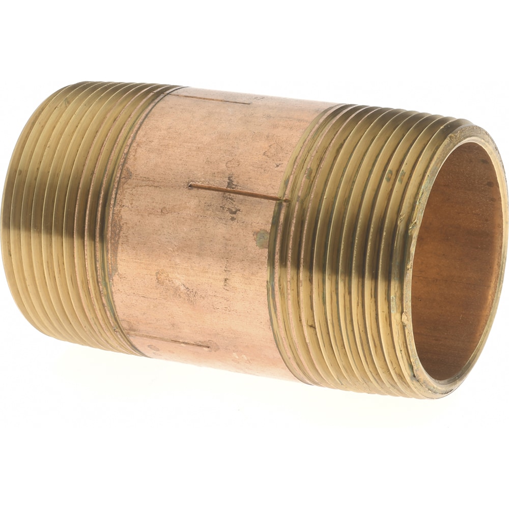 Merit Brass 2024-300 Brass Pipe Nipple: Threaded on Both Ends, 3" OAL, 1-1/2" NPT Image