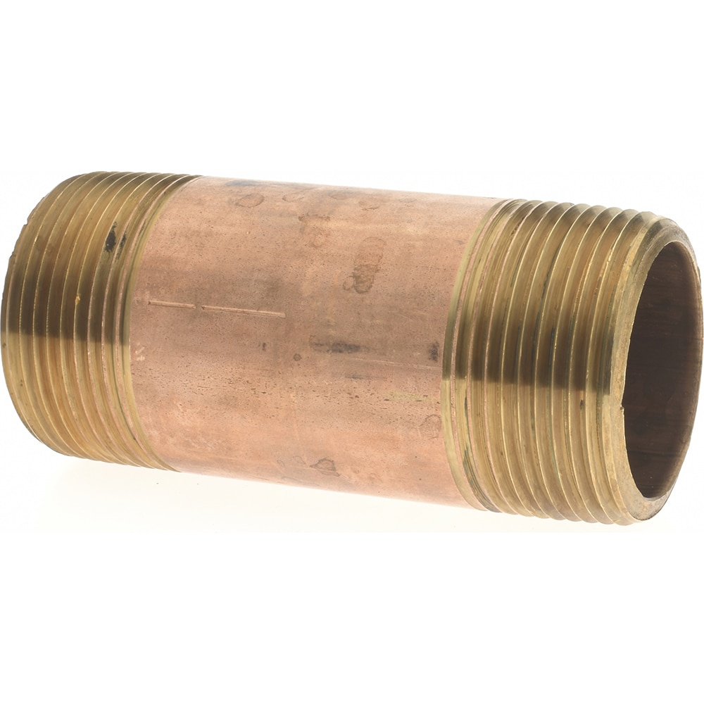 Merit Brass 2120-350 Brass Pipe Nipple: Threaded on Both Ends, 3-1/2" OAL, 1-1/4" NPT Image