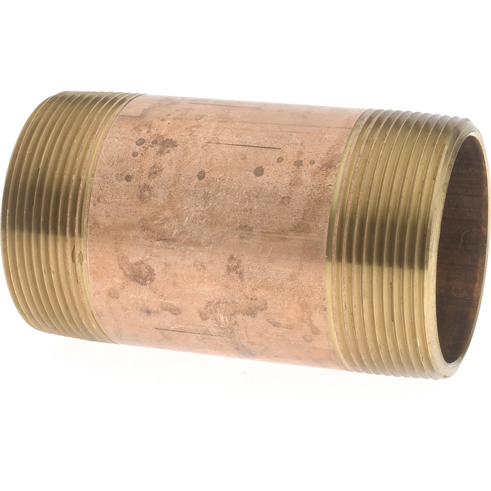 Merit Brass 2132-400 Brass Pipe Nipple: Threaded on Both Ends, 4" OAL, 2" NPT Image