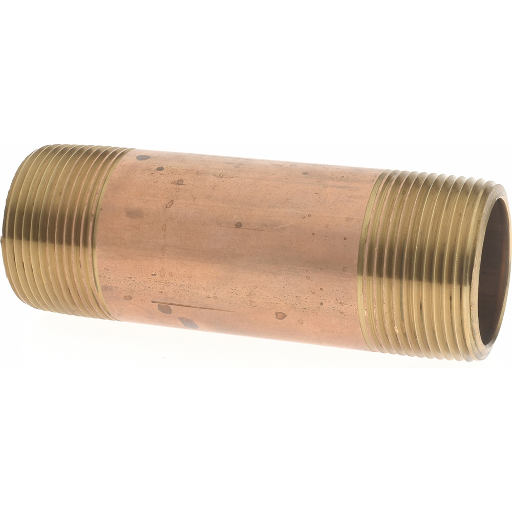 Merit Brass 2120-450 Brass Pipe Nipple: Threaded on Both Ends, 4-1/2" OAL, 1-1/4" NPT Image