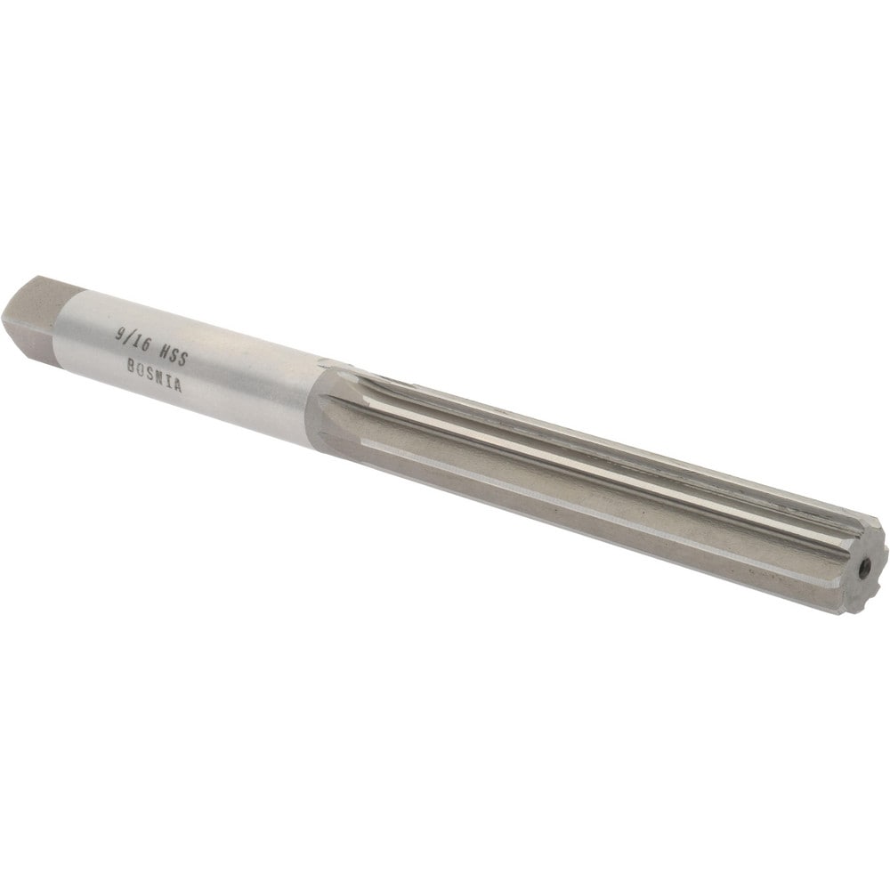 Hand Reamer: 9/16" Dia, 3-1/4" Flute Length, 8 Flutes, 6-1/2" OAL