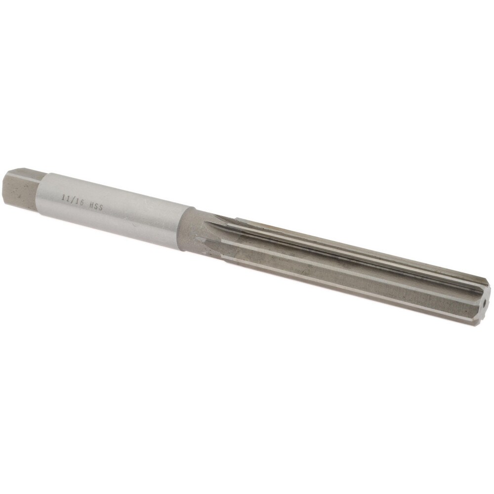 Hand Reamer: 11/16" Dia, 3-7/8" Flute Length, 8 Flutes, 7-3/4" OAL