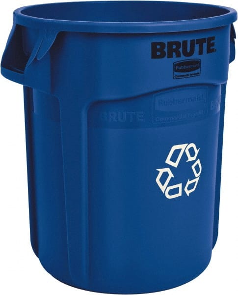 Recycling Container: 32 gal, Round, Blue