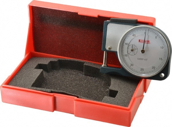 0 to 1/2" Measurement, 0.0005" Graduation, 1/2" Throat Depth, Dial Thickness Gage