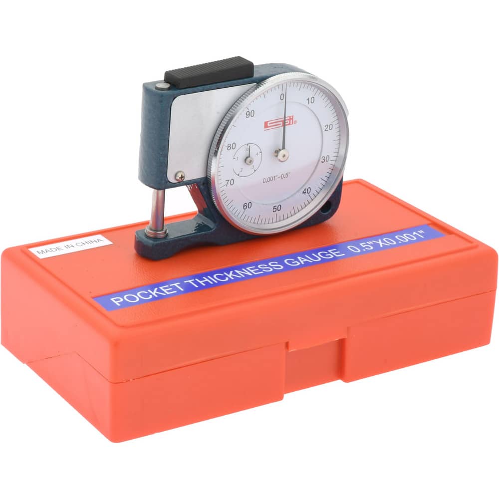 0 to 1/2" Measurement, 0.001" Graduation, 1/2" Throat Depth, Dial Thickness Gage