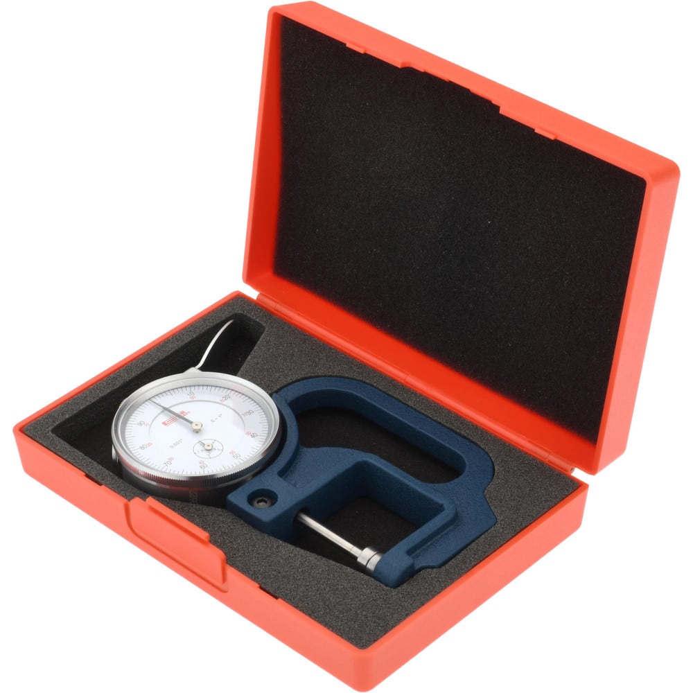 0 to 1" Measurement, 0.001" Graduation, 1-1/8" Throat Depth, Dial Thickness Gage