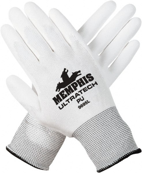MCR Safety PU Coated Gloves, Large, Gray 9666L