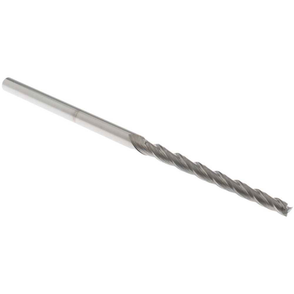 Tapered End Mill: 0.5 ° per Side, 3/32" Small Dia, 1-1/4" LOC, 3 Flutes, Solid Carbide, Square End