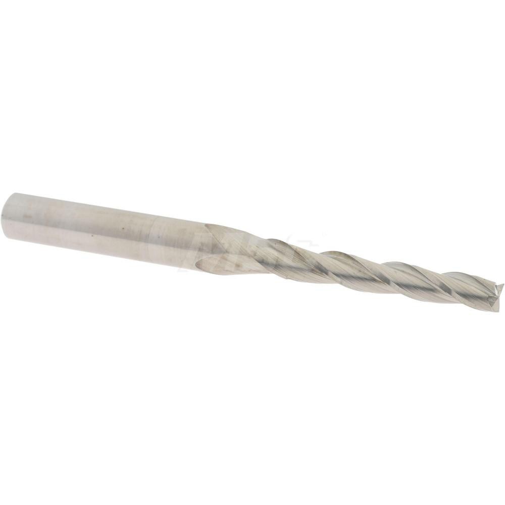 Tapered End Mill: 0.5 ° per Side, 1/8" Small Dia, 3/4" LOC, 3 Flutes, Solid Carbide, Square End