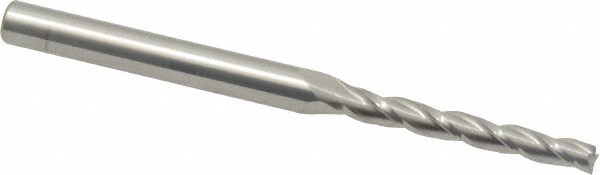 Tapered End Mill: 0.5 ° per Side, 1/8" Small Dia, 1" LOC, 3 Flutes, Solid Carbide, Square End