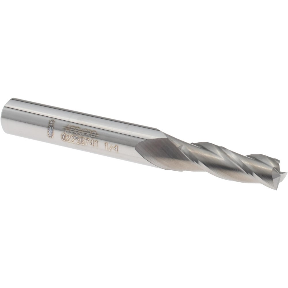 Tapered End Mill: 0.5 deg Angle per Side, 1/4" Small Dia, 3/4" LOC, 3 Flute, Solid Carbide, Square End