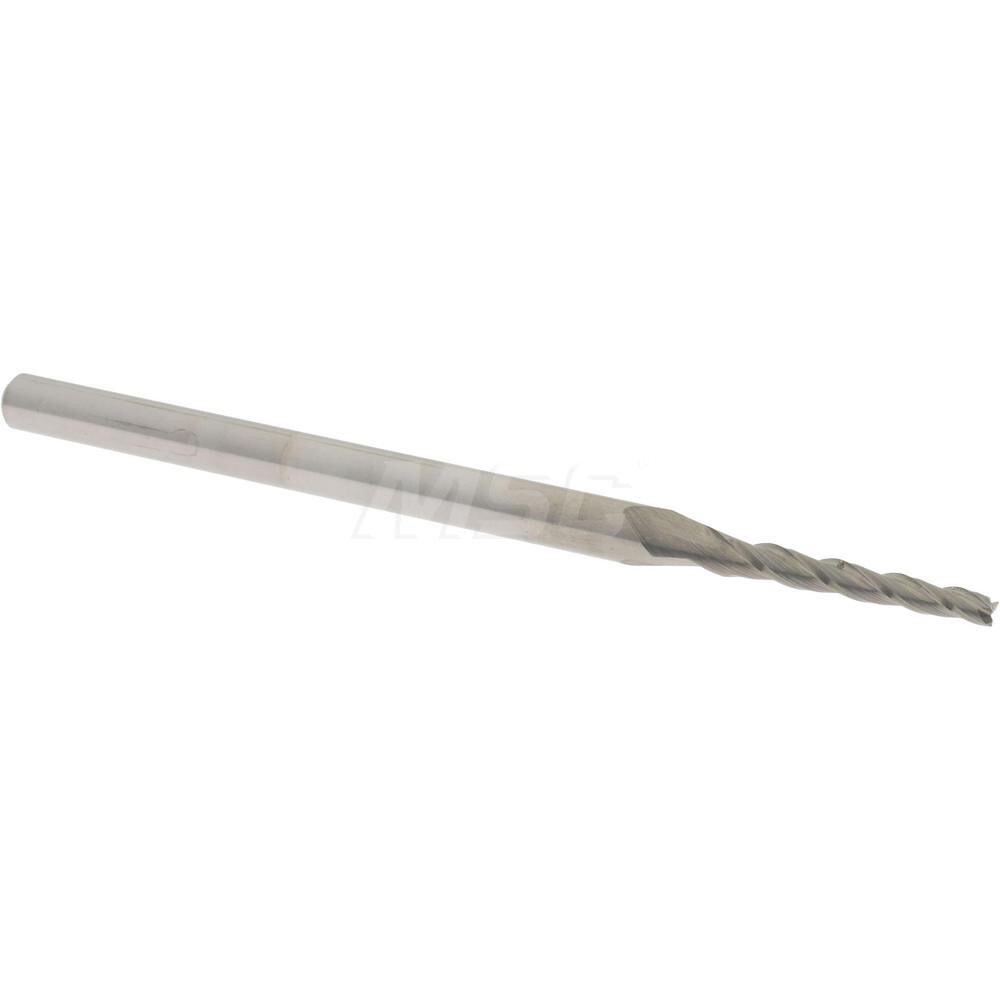 Tapered End Mill: 1 ° per Side, 1/16" Small Dia, 1/2" LOC, 3 Flutes, Solid Carbide, Square End