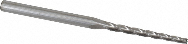 Accupro 12177453 Tapered End Mill: 1 &deg; per Side, 3/32" Small Dia, 1-1/4" LOC, 3 Flutes, Solid Carbide, Square End Image
