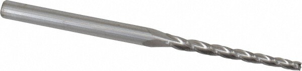 Tapered End Mill: 1 ° per Side, 3/32" Small Dia, 1-1/4" LOC, 3 Flutes, Solid Carbide, Square End