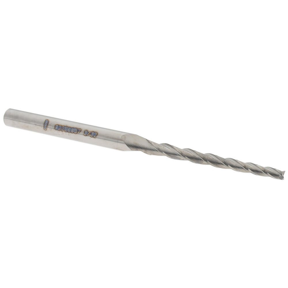 Tapered End Mill: 1 ° per Side, 3/32" Small Dia, 1-1/4" LOC, 3 Flutes, Solid Carbide, Square End