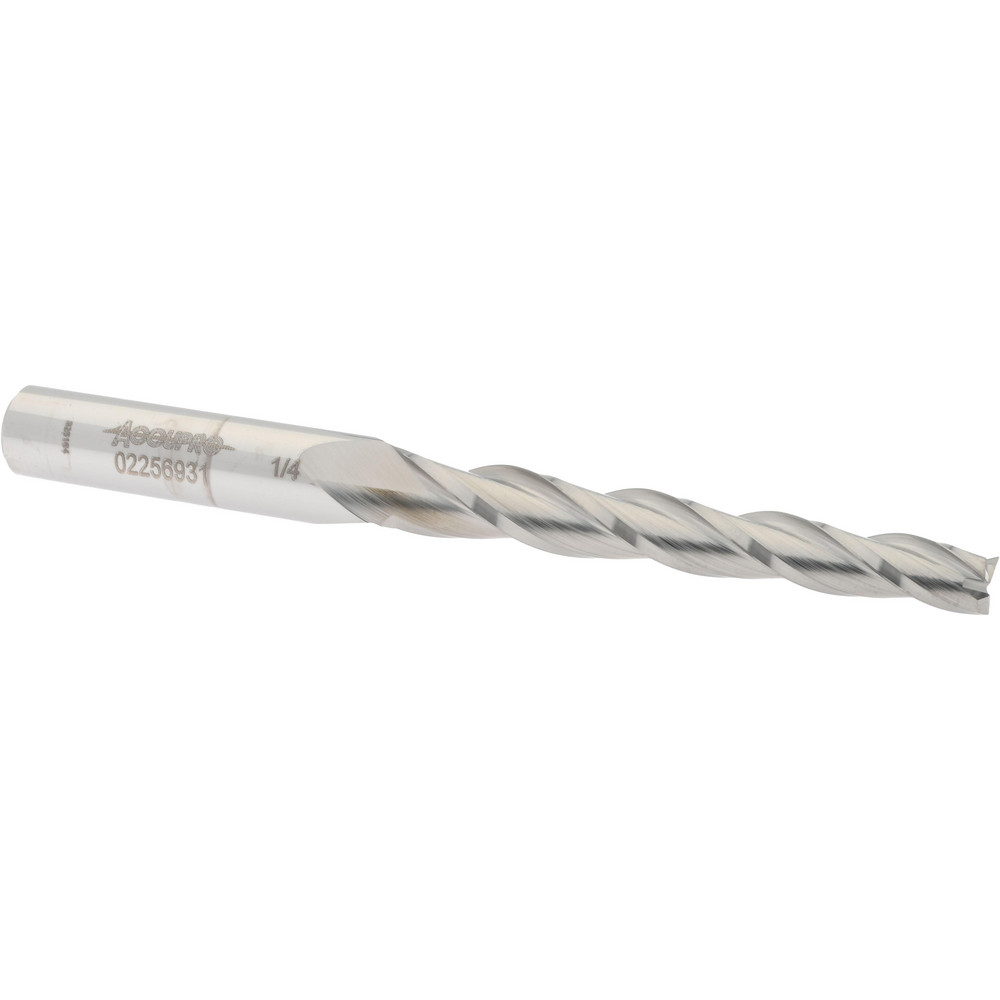 Accupro 12177462 Tapered End Mill: 1 &deg; per Side, 1/4" Small Dia, 2-1/4" LOC, 3 Flutes, Solid Carbide, Square End Image