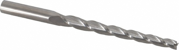 Accupro 12177463 Tapered End Mill: 1 &deg; per Side, 1/4" Small Dia, 3-1/4" LOC, 3 Flutes, Solid Carbide, Square End Image