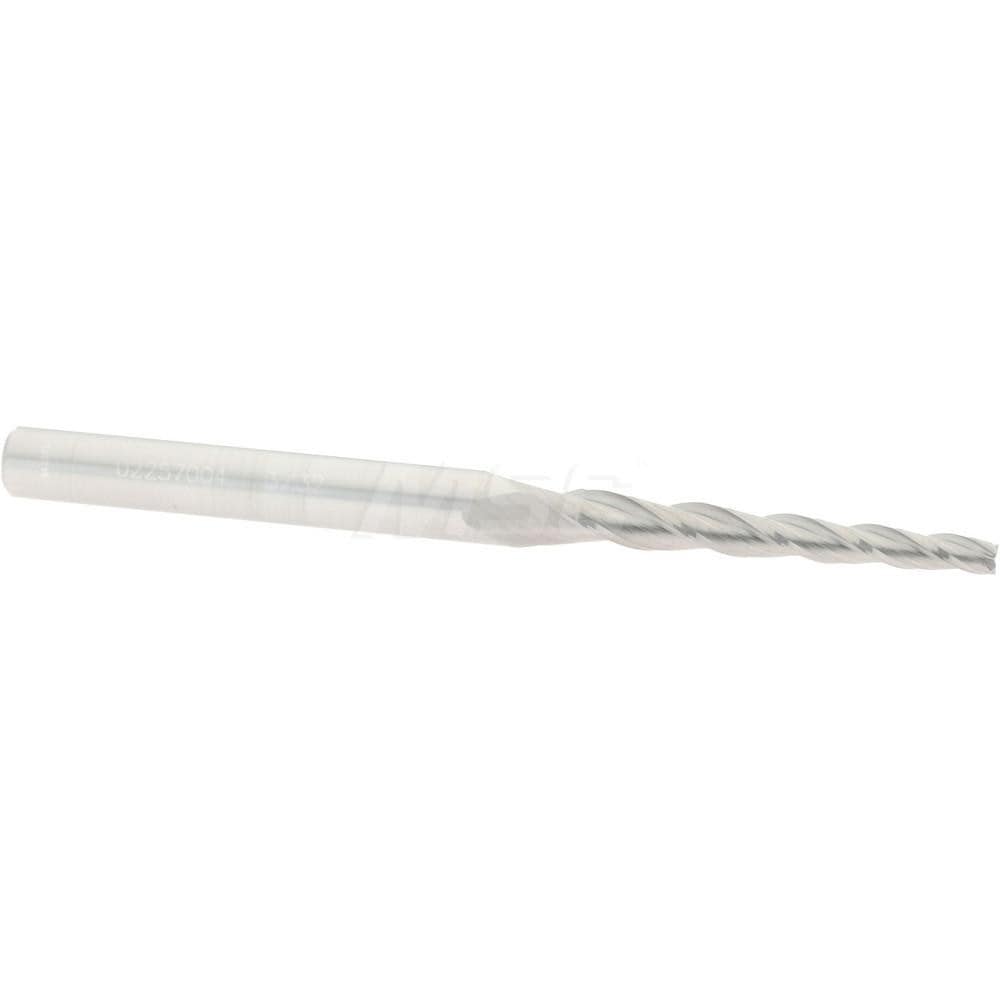 Tapered End Mill: 1.5 ° per Side, 3/32" Small Dia, 1" LOC, 3 Flutes, Solid Carbide, Square End